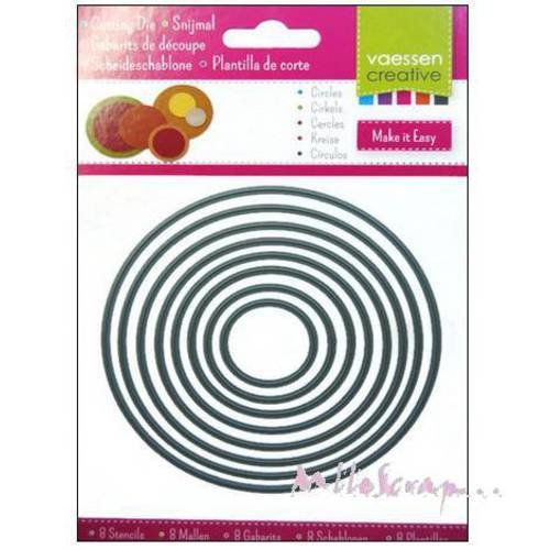 Die cut ou gabarits de découpe ronds scrapbooking carterie journaling diy - 8 pièces