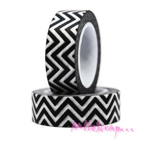 Masking tape tons noir blanc embellissement scrapbooking carterie journaling bullet journal diy - 10 mètres