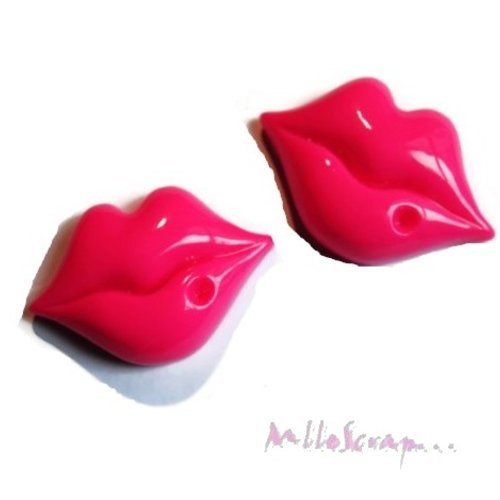 Bouches cabochon résine embellissement scrapbooking carterie bijoux diy - 2 pièces