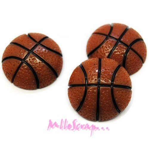 Ballons de basket cabochons résine embellissement scrapbooking carterie bijoux diy - 3 pièces
