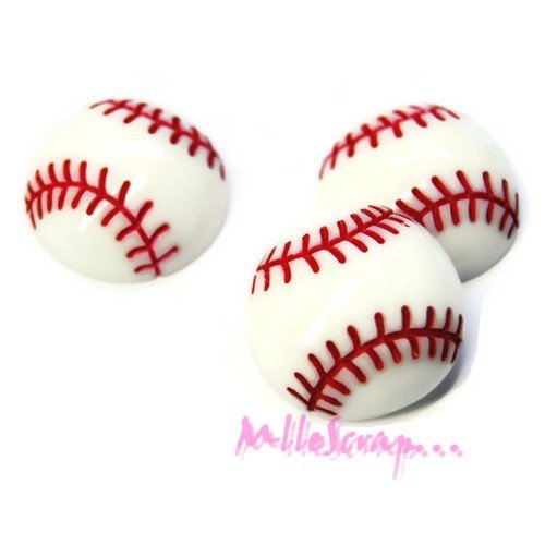 Balles de baseball cabochons résine embellissement scrapbooking carterie bijoux diy - 3 pièces