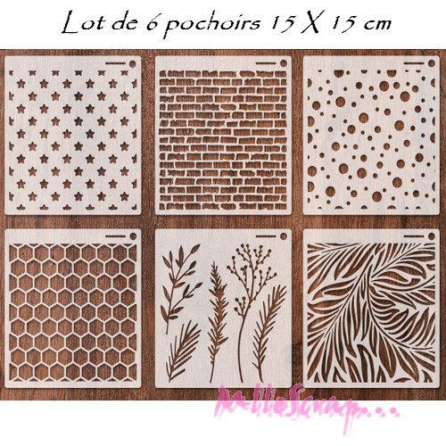 Pochoirs,  stencil, mask scrapbooking carterie peinture - 6 pièces