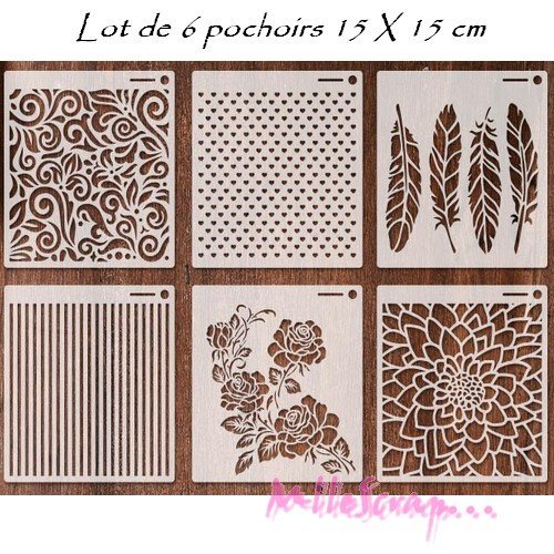 Pochoirs,  stencil, mask scrapbooking peinture diy  - 6 pièces