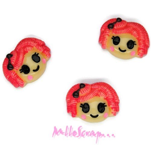 Petites poupées cabochons résine embellissement scrapbooking carterie bijoux - 3 pièces