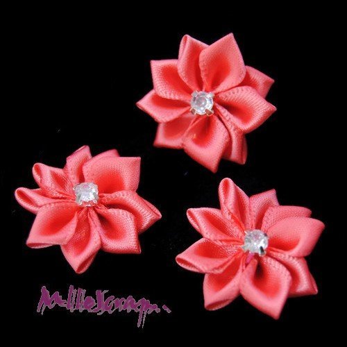 Fleurs appliques tissu strass embellissement scrapbooking carte couture diy - 5 pièces