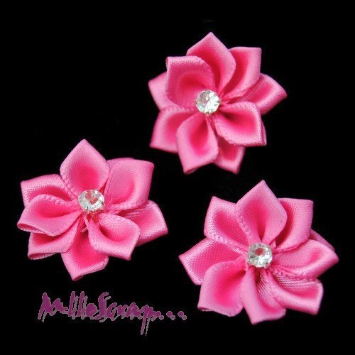 Fleurs appliques tissu strass embellissement scrapbooking carte couture diy - 5 pièces