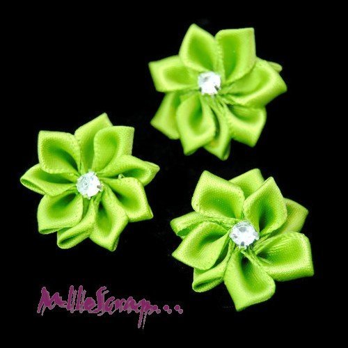 Fleurs appliques tissu strass embellissement scrapbooking carte couture diy - 5 pièces