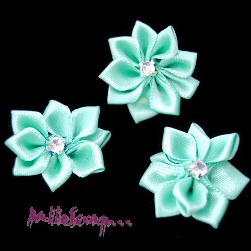 Fleurs appliques tissu strass embellissement scrapbooking carte couture diy - 5 pièces
