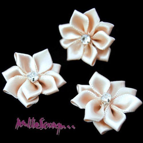 Fleurs appliques tissu strass embellissement scrapbooking carte couture diy - 5 pièces