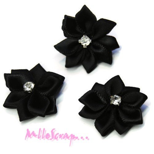 Fleurs appliques tissu strass embellissement scrapbooking carte couture diy - 5 pièces