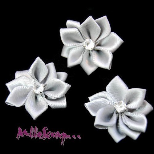 Fleurs appliques tissu strass embellissement scrapbooking carte couture diy - 5 pièces