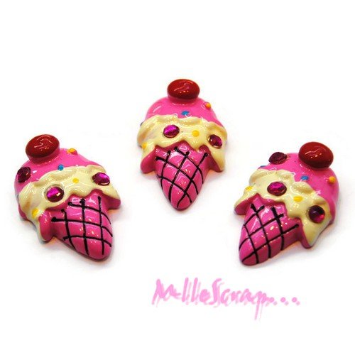 Glaces cabochons résine embellissement scrapbooking carterie bijoux diy - 3 pièces