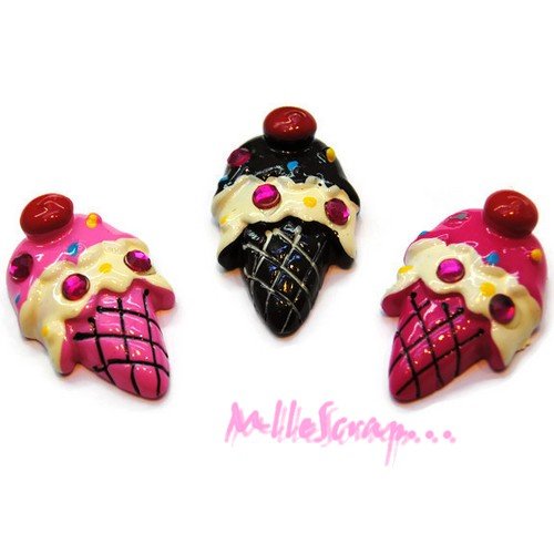 Glaces cabochons résine embellissement scrapbooking carterie bijoux diy - 3 pièces