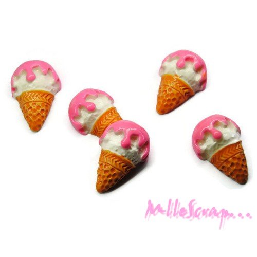 Glaces cabochons résine embellissement scrapbooking carterie bijoux diy - 5 pièces