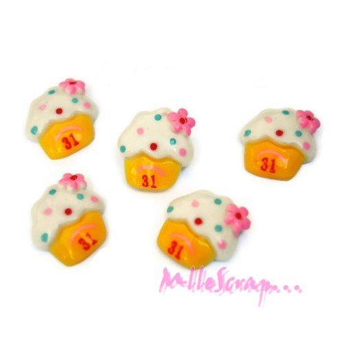 Cupcakes cabochons résine embellissement scrapbooking carterie bijoux diy - 5 pièces