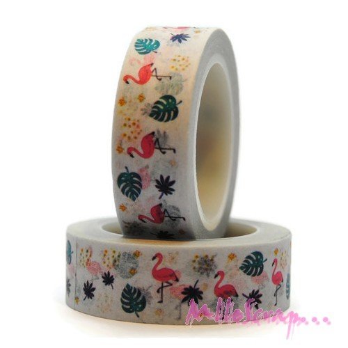 Masking tape flamants rose embellissement scrapbooking carterie journaling diy - 10 mètres