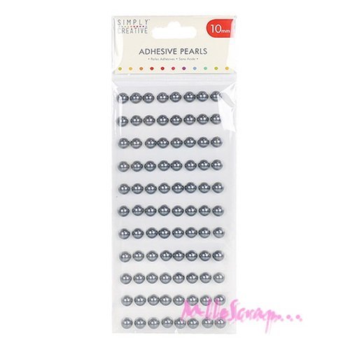 Demi-perles autocollantes simply creative gris 10 mm embellissement scrapbooking carterie diy - 88 pièces