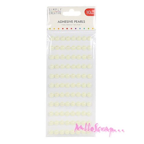 Demi-perles autocollantes simply creative ivoire 10 mm embellissement scrapbooking carterie diy - 88 pièces