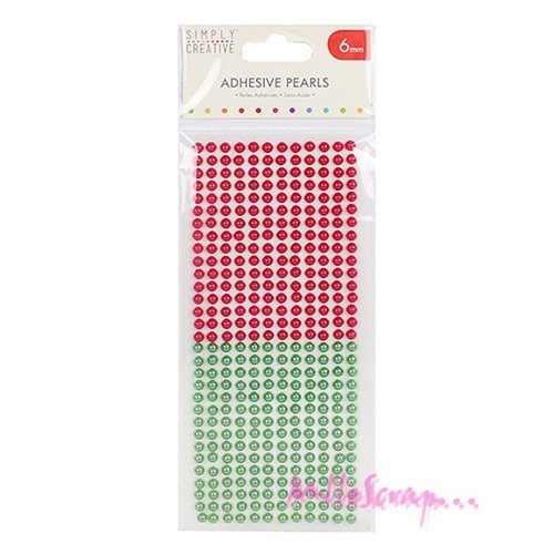 Demi-perles autocollantes simply creative rouge, vert 6 mm embellissement scrapbooking carterie diy - 372 pièces