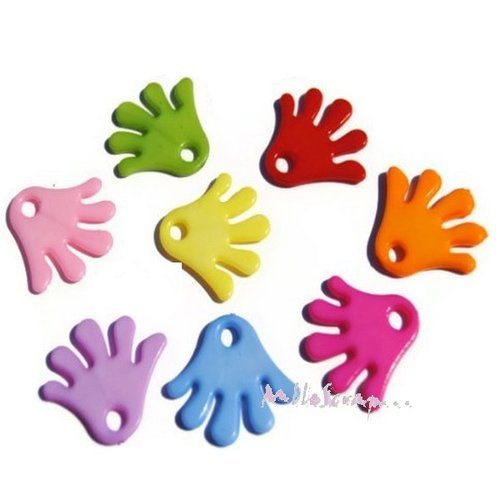 Breloques mains plastique embellissement scrapbooking carterie bijoux diy - 8 pièces