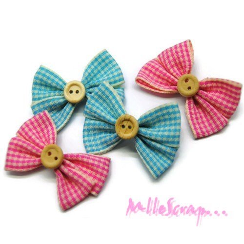 Noeuds vichy appliques tissu embellissement scrapbooking carterie couture diy - 4 pièces