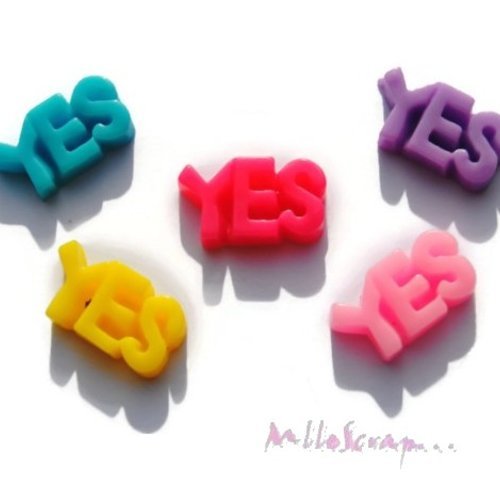 "yes" cabochons résine embellissement scrapbooking carterie bijoux diy - 5 pièces