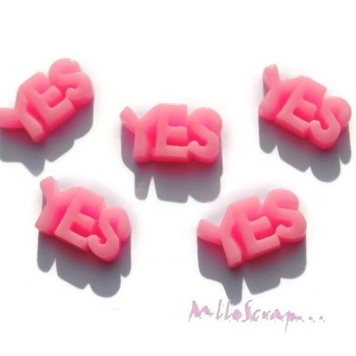 "yes" cabochons résine embellissement scrapbooking carterie bijoux diy - 5 pièces