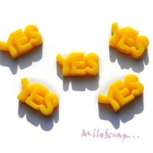 "yes" cabochons résine embellissement scrapbooking carterie bijoux diy - 5 pièces