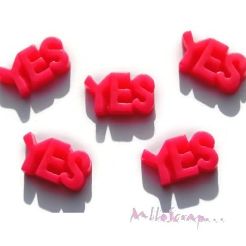 "yes" cabochons résine embellissement scrapbooking carterie bijoux diy - 5 pièces