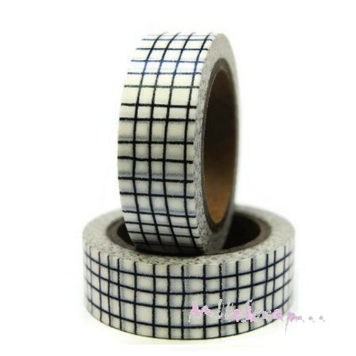 Masking tape tons noir blanc embellissement scrapbooking carterie journaling diy - 10 mètres