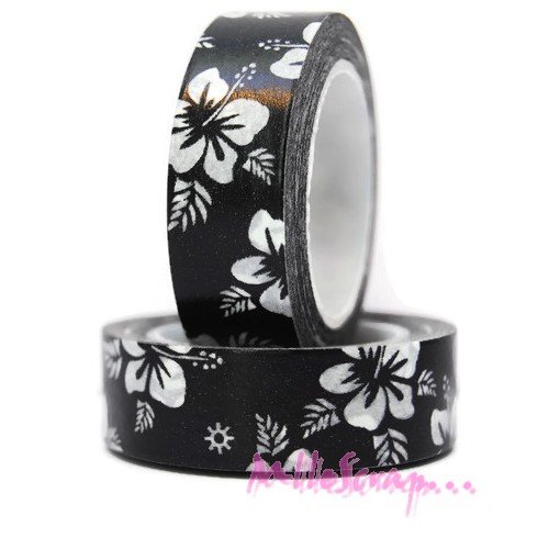 Masking tape fleurs embellissement scrapbooking carterie journaling diy - 10 mètres