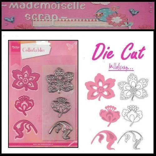 Die cut et tampons fleurs marianne design scrapbooking carterie journaling - 6 pièces