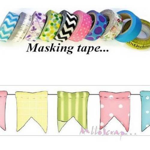 Masking tape petits fanions décoration scrapbooking carterie journaling diy  - 10 mètres