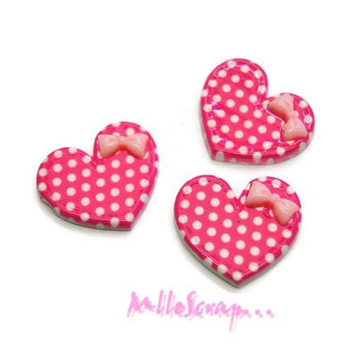 Coeurs cabochons résine embellissement scrapbooking carterie bijoux diy - 3 pièces