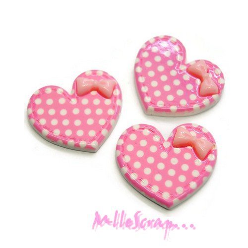 Coeurs cabochons résine embellissements scrapbooking carterie bijoux diy - 3 pièces