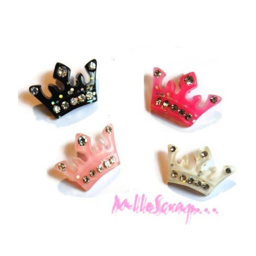 Couronnes résine embellissement scrapbooking carterie bijoux diy - 4 pièces