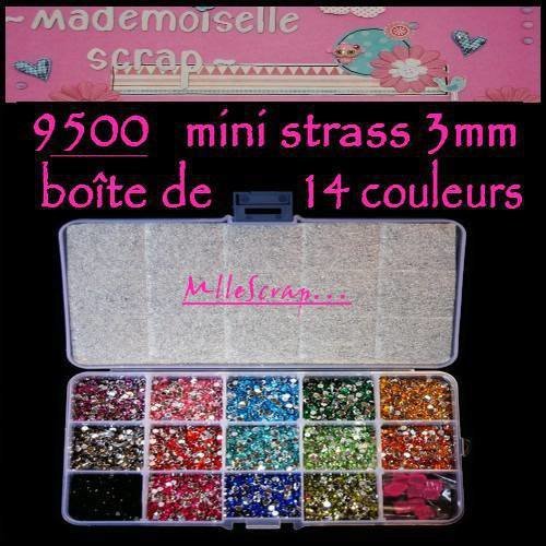 Gros lot de 9500 mini strass 3 mm à coller embellissement scrapbooking carterie bijoux diy
