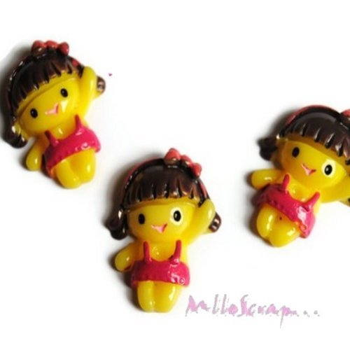 Petites filles cabochons résine embellissement scrapbooking carterie bijoux diy - 5 pièces