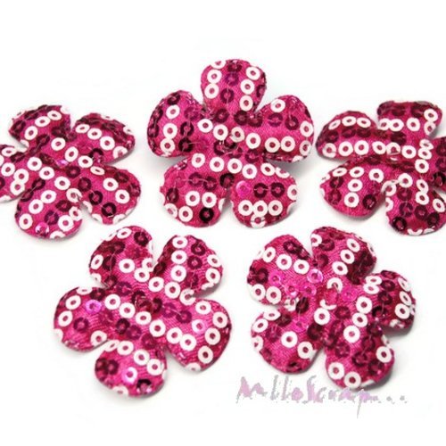 Fleurs appliques tissu sequins embellissement scrapbooking carterie couture diy - 5 pièces