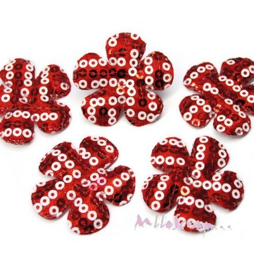 Fleurs appliques tissu sequins embellissement scrapbooking carterie couture diy - 5 pièces
