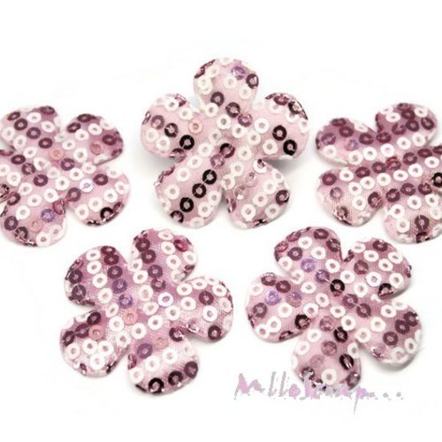 Fleurs appliques tissu sequins embellissement scrapbooking carterie couture diy - 5 pièces