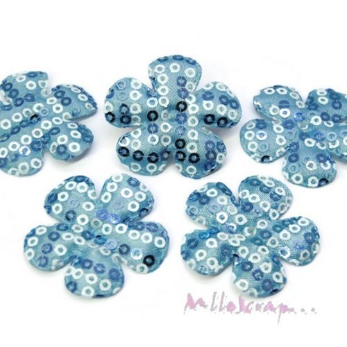 Fleurs appliques tissu sequins embellissement scrapbooking carterie couture diy - 5 pièces