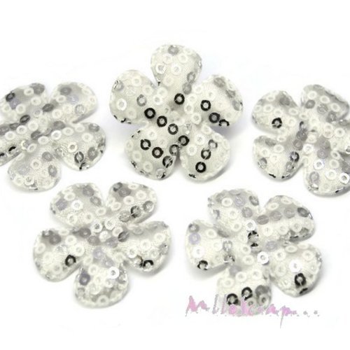 Fleurs appliques tissu sequins embellissement scrapbooking carterie couture diy - 5 pièces