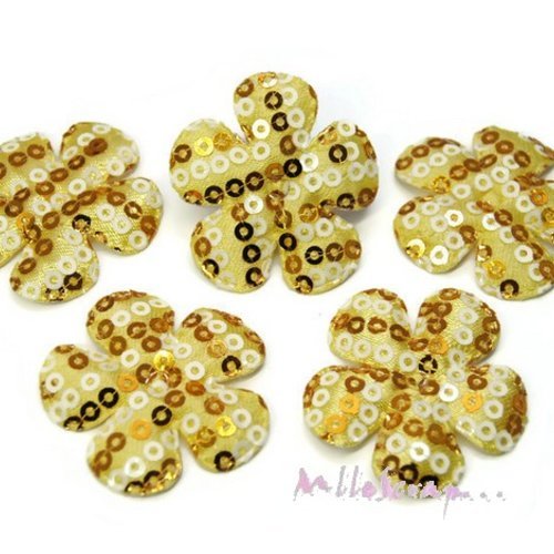 Fleurs appliques tissu sequins embellissement scrapbooking carterie couture diy - 5 pièces