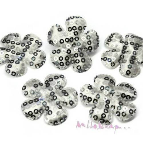 Fleurs appliques tissu sequins embellissement scrapbooking carterie couture diy - 5 pièces