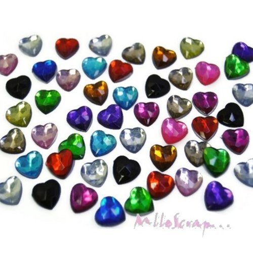 Strass coeurs à coller embellissement scrapbooking carterie couture bijoux diy - 50 pièces