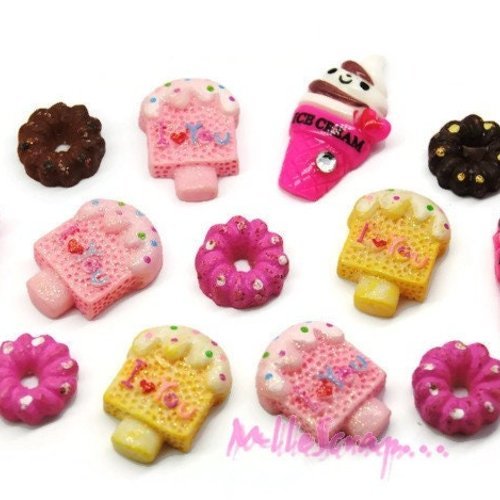 Cabochons glaces résine embellissement scrapbooking carte bijoux diy - 13 pièces