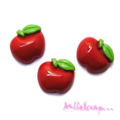 Cabochons pommes résine rouge embellissement scrapbooking carterie bijoux diy - 5 pièces
