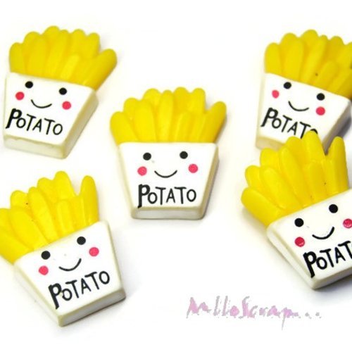 Cornets de frites cabochons résine embellissement scrapbooking carterie bijoux diy - 5 pièces