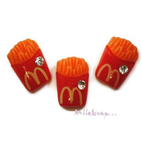 Cornets de frites cabochons résine embellissement scrapbooking carterie bijoux diy - 3 pièces
